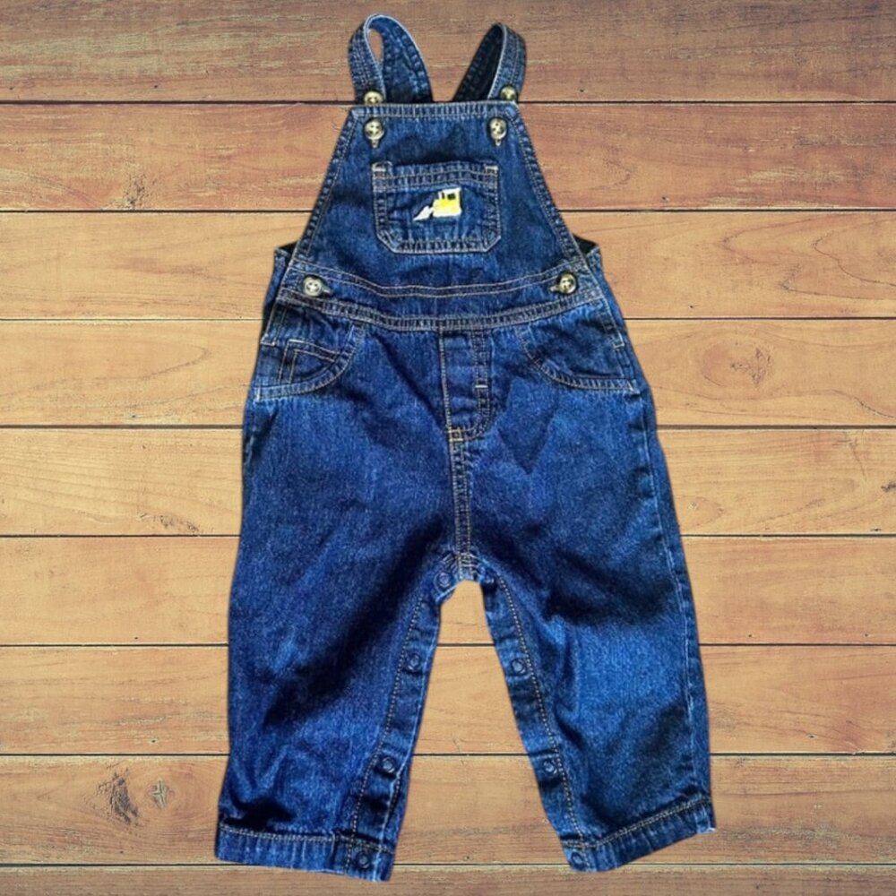 Carter's Just One of You Baby Overalls Bibs Denim Jeans Construction Trucks 9M